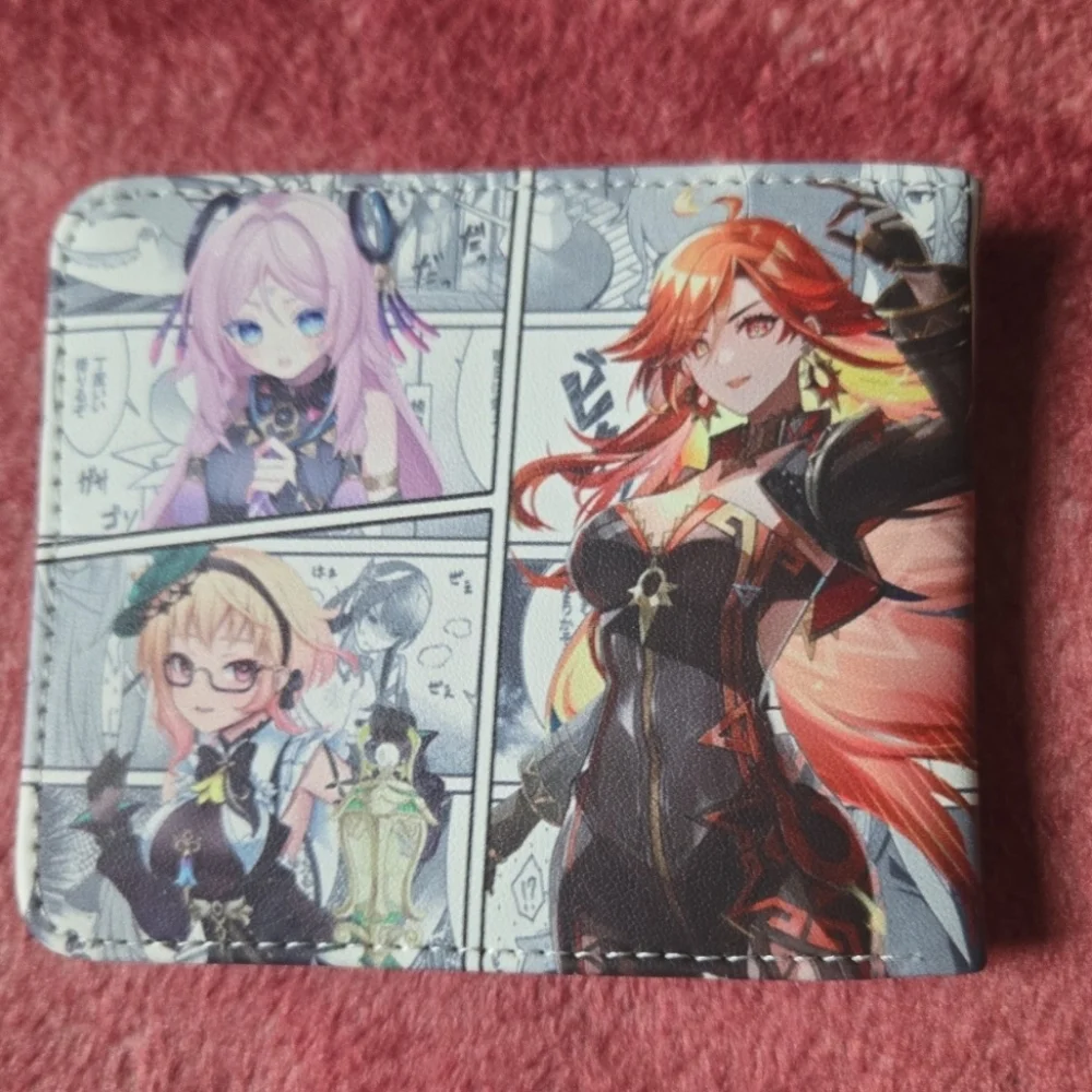 New genshin impact anime manga leather wallet